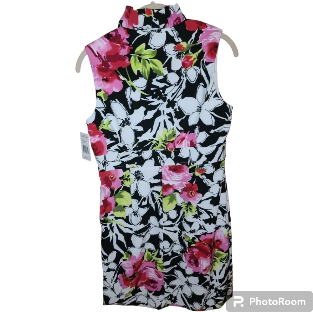 NWT* Ronni Nicole* Sleeveless* Botanical Print Dress* Blk/ Wh/ Pnk/Gr* Sz 8